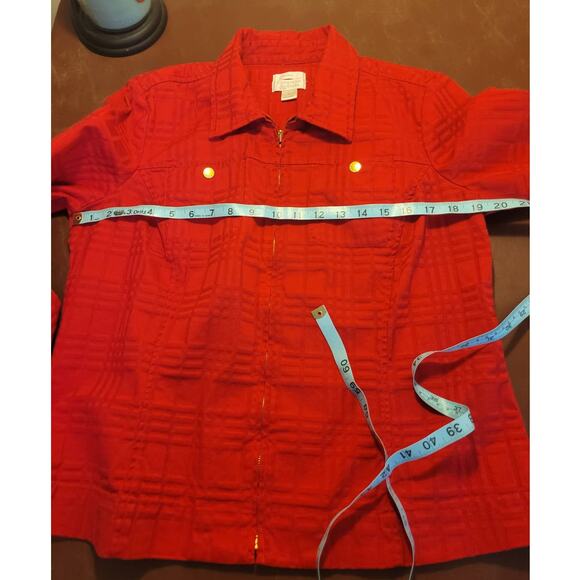 Christopher & Banks Red Stretch Textured Full Zip Jacket Women's Size Large - Picture 3 of 12